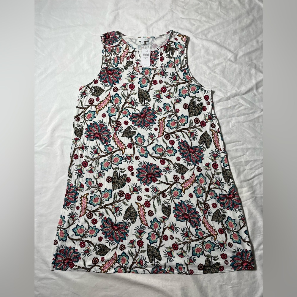 NWT J Jill Floral Crimson Sleeveless Dress women’s size XL